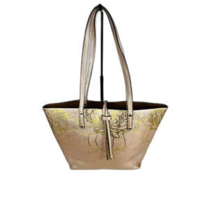 Calvin Klein Pink Bronze Gold Floral Reversible Large Tote Bag